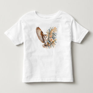 Camiseta Desenho Floral de Coruja em Aquarela PNG