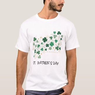 Camiseta Desenho Floral de Trevo Elegante para o Dia de São