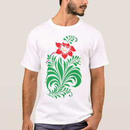 Camiseta Desenho Floral Ornamental – Elegante