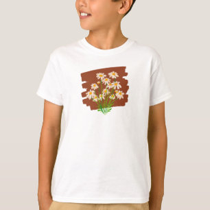 Camiseta Desenho floral rústico em fundo marrom