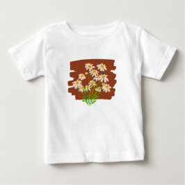 Camiseta Desenho floral rústico em fundo marrom