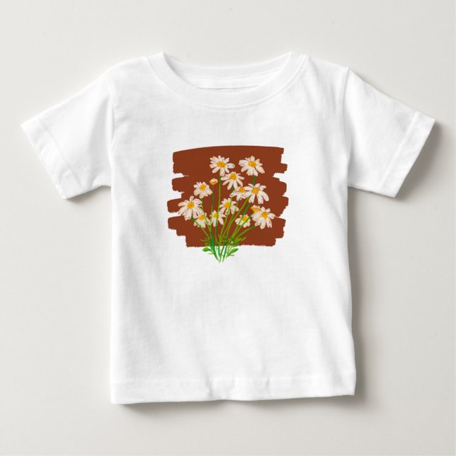 Camiseta Desenho floral rústico em fundo marrom (Frente)