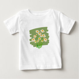 Camiseta Desenho Floral Rústico em Fundo Verde
