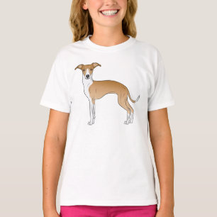 Camiseta Desenho Fofo de Cachorro Galgo Italiano Cor de Cer