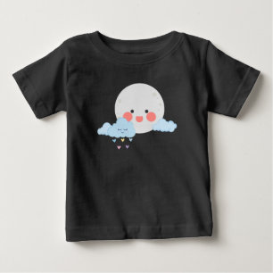 Camiseta Desenho fofo de lua e nuvem