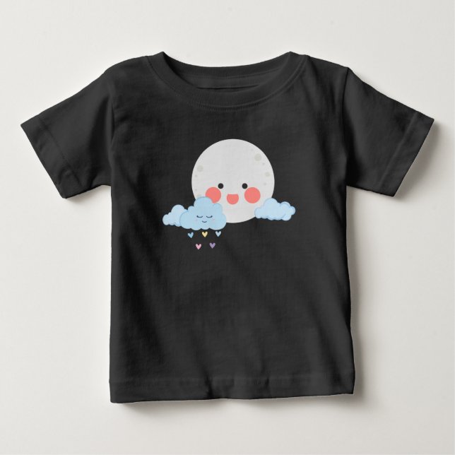 Camiseta Desenho fofo de lua e nuvem (Frente)