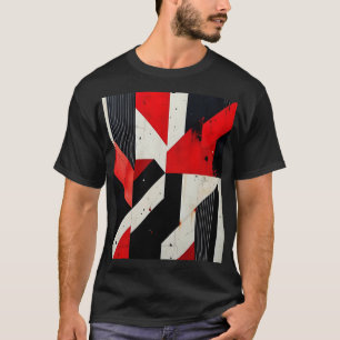 Camiseta Desenho Geométrico Vermelho e Preto
