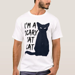 Camiseta Desenho gráfico de gato preto assustador de Hallow