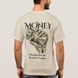 Camiseta Desenho Gráfico de Mão de Esqueleto Segurando Dinh