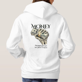 Camiseta Desenho Gráfico de Mão de Esqueleto Segurando Dinh