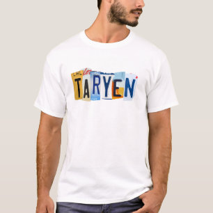 Camiseta Desenho Gráfico de Placa de Licença Taryen