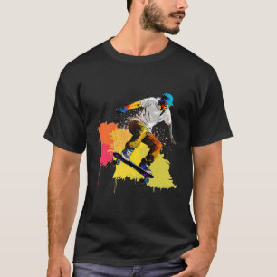 Camiseta Desenho Gráfico De Pop De Arte De Um Skateboarder