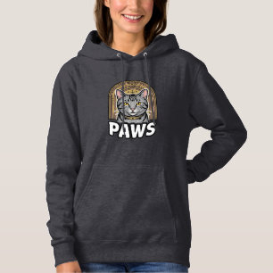 Camiseta Desenho Gráfico Estilo de Gravura de Patas de Gato