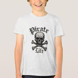 Camiseta Desenho Grunge Caveira e Ossos Cruzados da Vida Pi