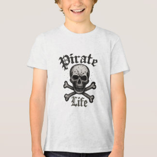 Camiseta Desenho Grunge Caveira e Ossos Cruzados da Vida Pi