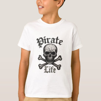 Camiseta Desenho Grunge Caveira e Ossos Cruzados da Vida Pi
