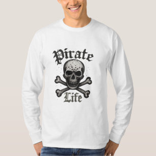 Camiseta Desenho Grunge Caveira e Ossos Cruzados da Vida Pi
