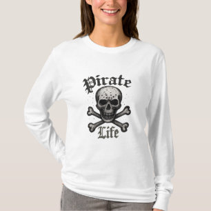 Camiseta Desenho Grunge Caveira e Ossos Cruzados da Vida Pi