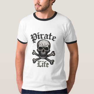 Camiseta Desenho Grunge Caveira e Ossos Cruzados da Vida Pi