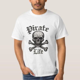 Camiseta Desenho Grunge Caveira e Ossos Cruzados da Vida Pi