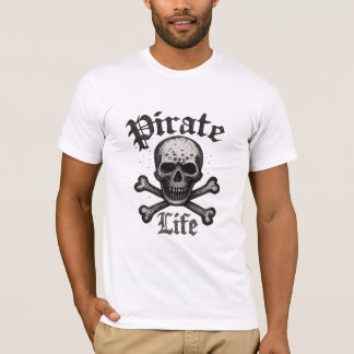 Camiseta Desenho Grunge Caveira e Ossos Cruzados da Vida Pi