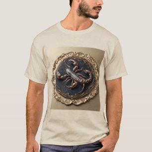 Camiseta Desenho Intricado de Escorpião com Acentos Ornamen