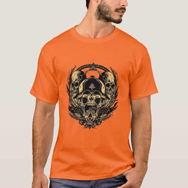 Camiseta Desenho Intrincado de Caveira (Frente)