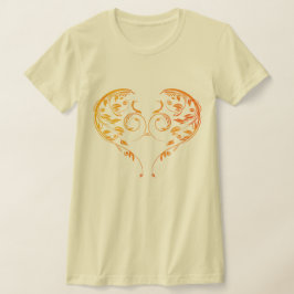 Camiseta Desenho Intrincado de Coração Floral Ornado em Esp