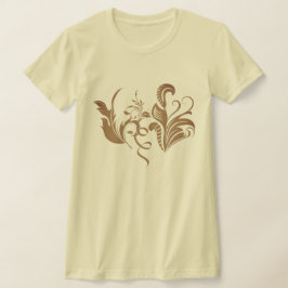 Camiseta Desenho Intrincado de Redemoinho Botânico e Folhas
