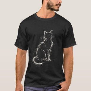 Camiseta Desenho Japonês de Gato Minimalista em Linha Gato