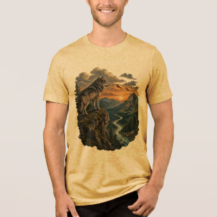 Camiseta Desenho Majestoso da Selva do Lobo da Montanha
