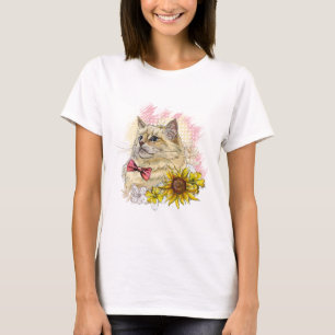 Camiseta Desenho manual de um gato vermelho engraçado, Ragd