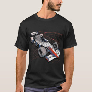 Camiseta Desenho Mecânico Do Carro De Corrida De Fórmula
