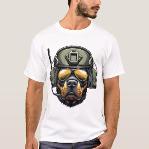Camiseta Desenho Militar Rottweiler