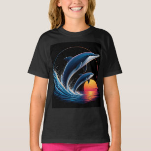 Camiseta Desenho Moderno de Onda - Oceano Pôr do Sol com Go