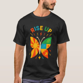 Camiseta Desenho Motivacional de Borboleta 'Levante-se'