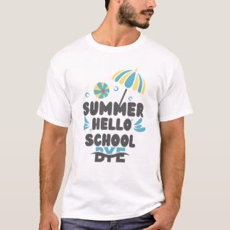 Camiseta Desenho Olá Verão Tchau Escola