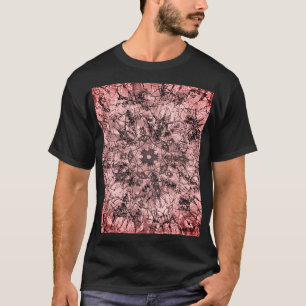 Camiseta Desenho Ornamental de Mandala com Textura em Rosa 