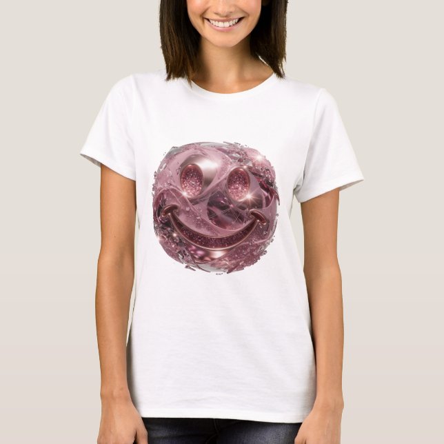 Camiseta Desenho Ousado Cara FELIZ Prata (Frente)