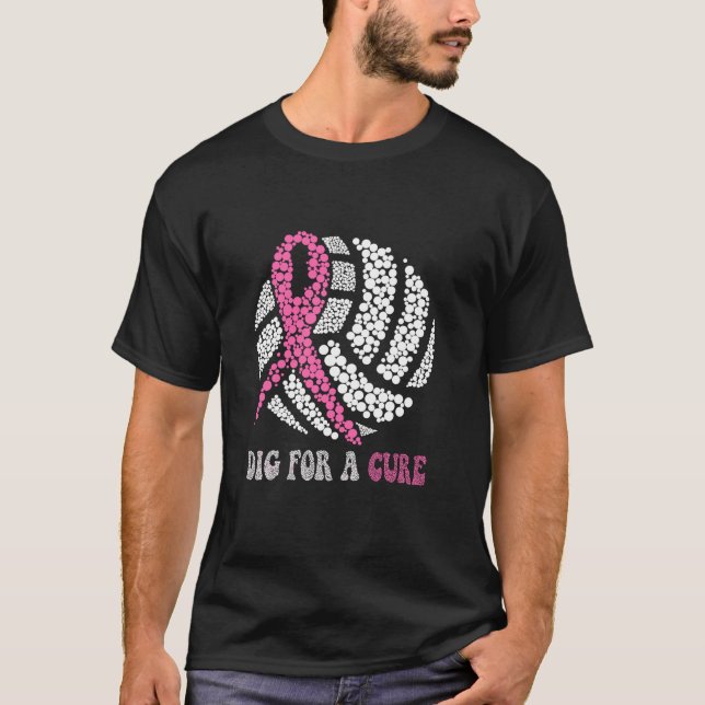 Camiseta Desenho Para Um Cancer De Voleibol Cor-De-Rosa Cla (Frente)
