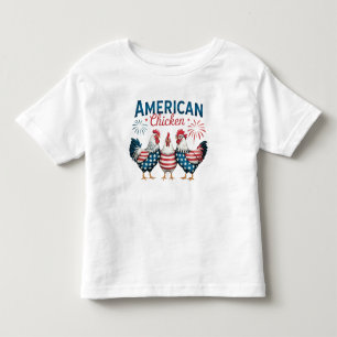 Camiseta Desenho Patriótico Americano de Frango de 4 de Jul