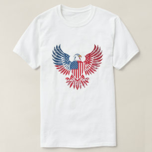 Camiseta Desenho patriótico com Águia Americana e Bandeira