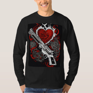 Camiseta "Desenho preto e branco moderno de uma arma fumant