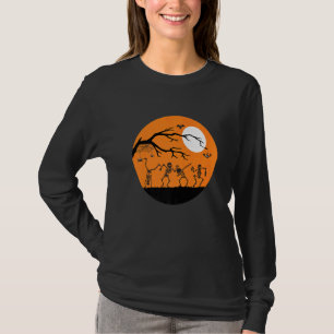 Camiseta Desenho Relacionado ao Halloween Laranja com Esque