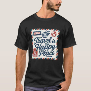 Camiseta Desenho Retro de Correio Aéreo de Viagem Amantes W