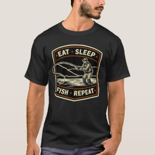 Camiseta Desenho retrô de pesca com isca artificial coma du