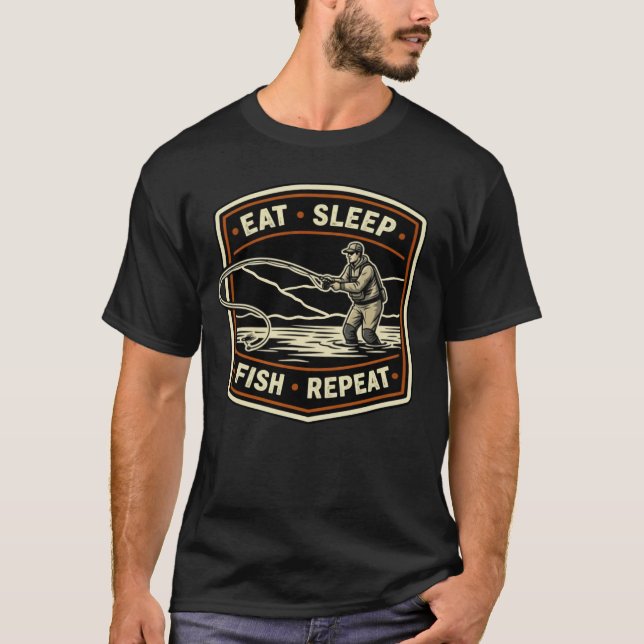 Camiseta Desenho retrô de pesca com isca artificial coma du (Frente)
