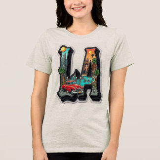 Camiseta Desenho Retro Gótico de Carro e Esqueletos de Los