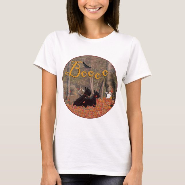 Camiseta Desenho Sazonal de Outono do Terrier Escocês (Frente)