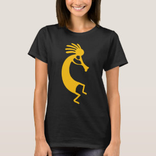 Camiseta Desenho simples do Kokopelli em laranja amarelo